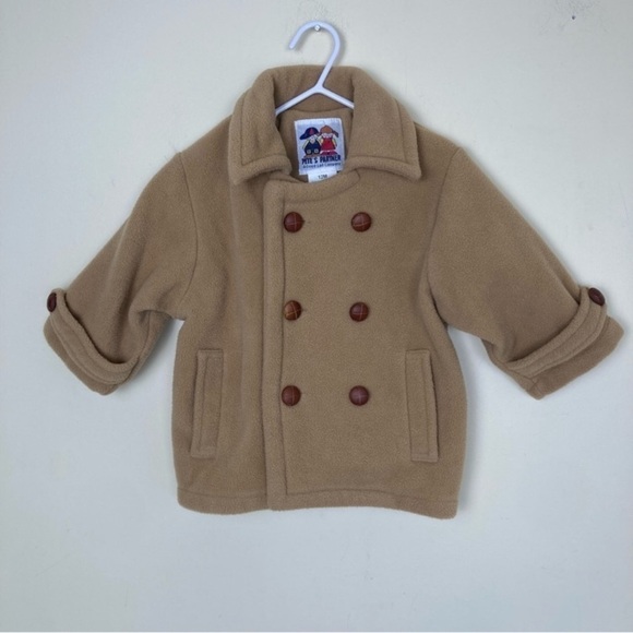 Pete’s Partner Vintage Fleece Peacoat Button Front Jacket Camel/Tan Size 12M - Picture 1 of 12